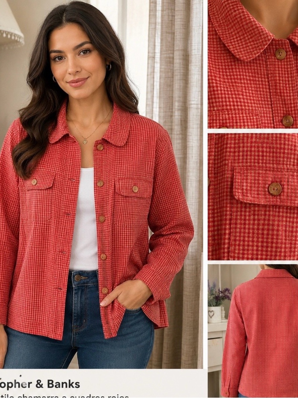 Christopher & Banks Cotton Jacket
Shirt Women's Size S Gingham Button-Up
